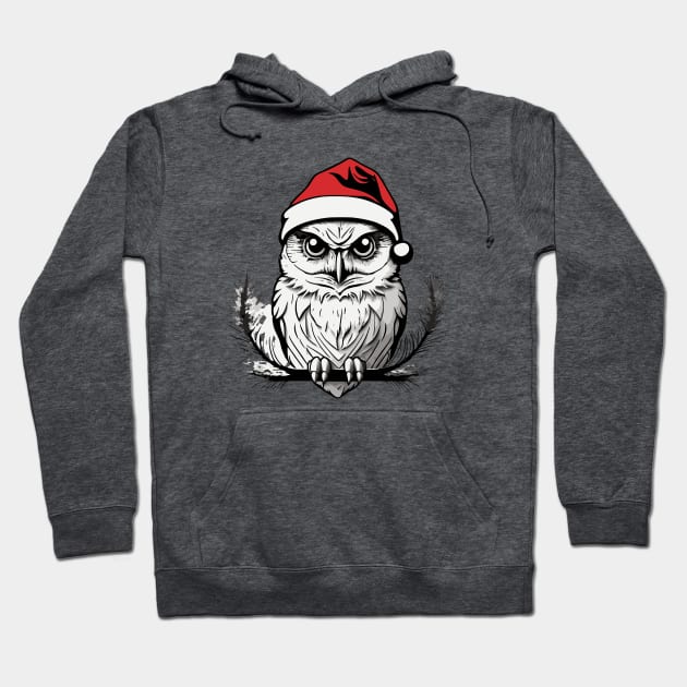 Christmas Owl with Santa Hat Hoodie by Luvleigh